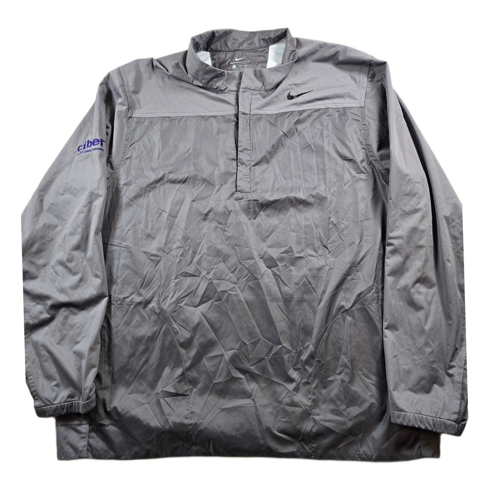 Nike Golf Pullover Mens 2XL Gray Polyester Quarter Snap Nike Shield Jacket